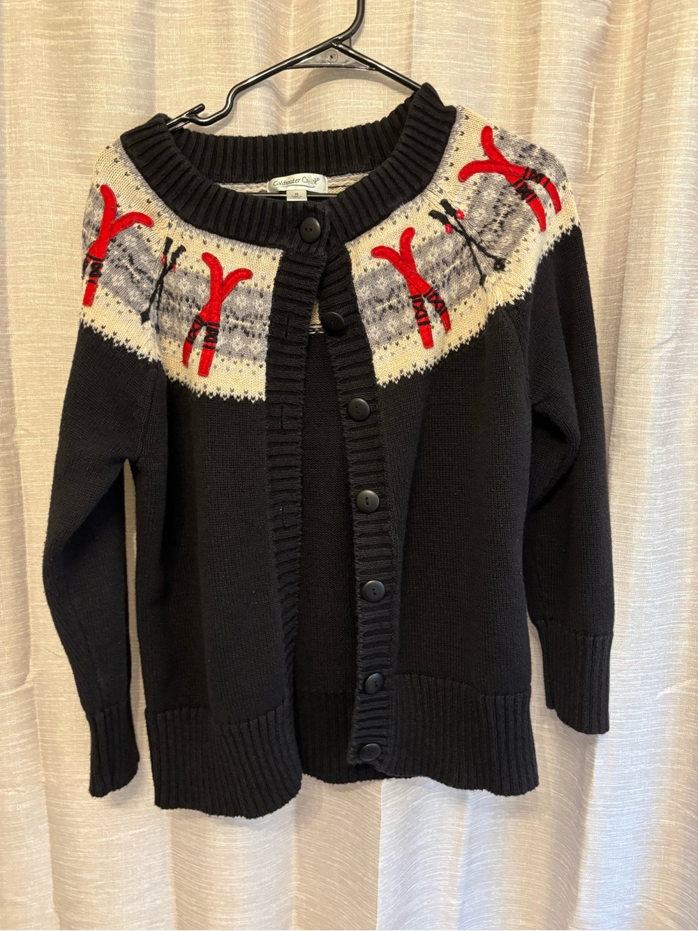 Coldwater Creek VTG knit cardigan sweater featuring retro apres-ski yoke design
